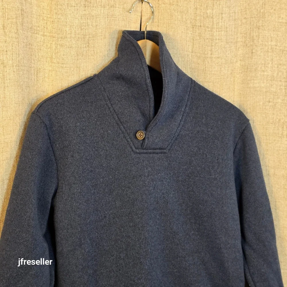 Old Navy Shawl Collar Fleece Sweater Pullover Youth Boys L (10-12) Blue Button